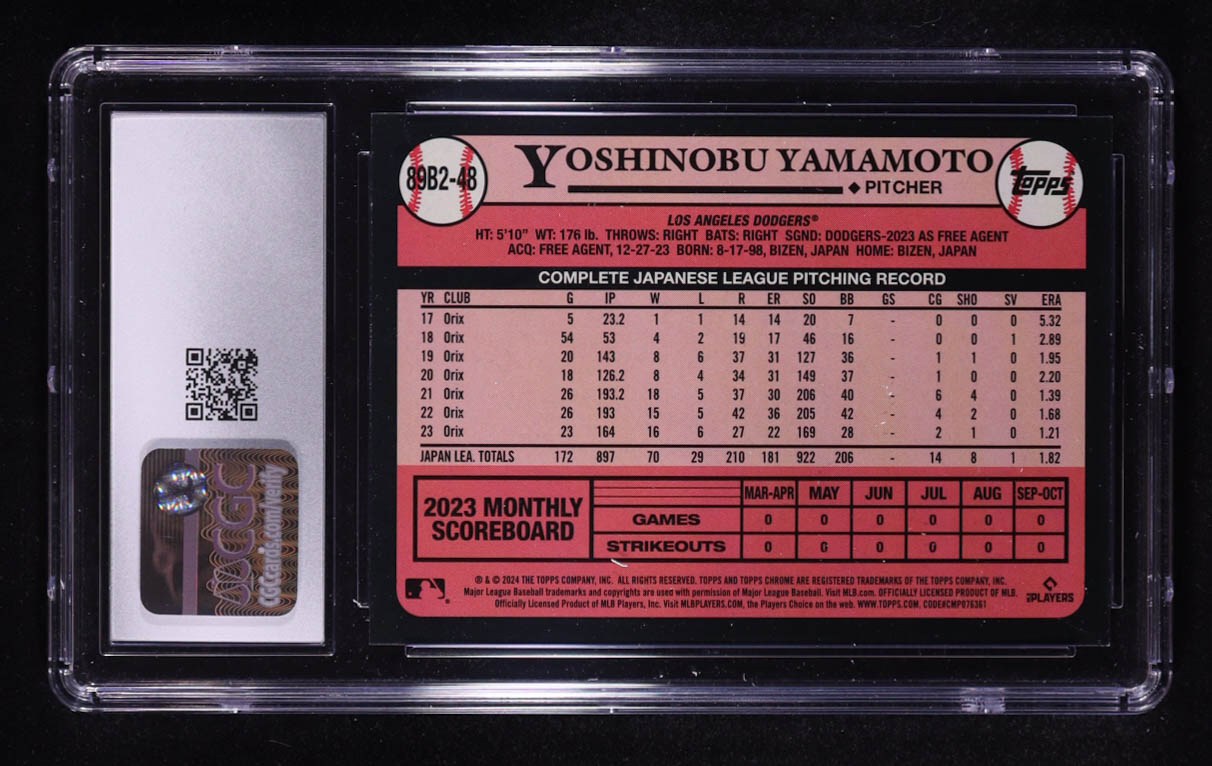 Yoshinobu Yamamoto 2024 Topps '89 Topps Series 2 Foil #89B248 RC (CGC 10) at PristineAuction.com Yoshinobu Yamamoto 2024 Topps '89 Topps Series 2 Foil #89B248 RC (CGC 10) at PristineAuction.com
