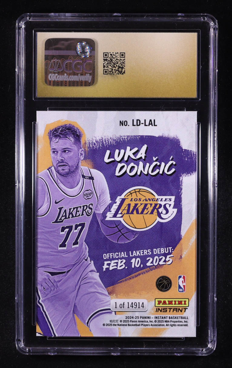Luka Doncic 2024-25 Panini Instant #LDLAL (CGC 10 | Pristine Black Label) at PristineAuction.com Luka Doncic 2024-25 Panini Instant #LDLAL (CGC 10 | Pristine Black Label) at PristineAuction.com