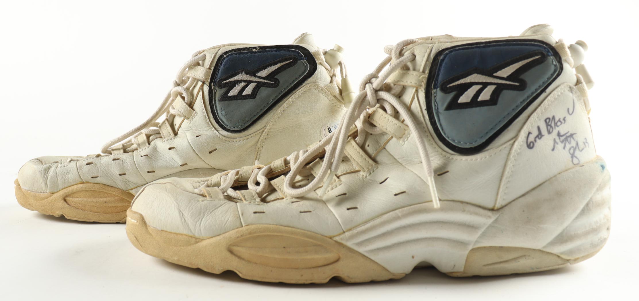 Mark Jackson Signed Pair of Reebok Drifter Basketball Shoes Inscribed "God Bless" (Beckett) at PristineAuction.com Mark Jackson Signed Pair of Reebok Drifter Basketball Shoes Inscribed "God Bless" (Beckett) at PristineAuction.com