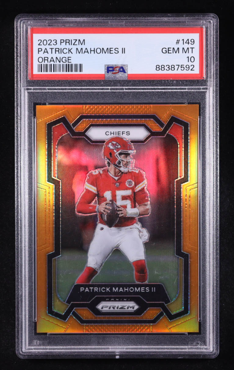 Patrick Mahomes II 2023 Panini Prizm Prizms Orange #149 #029/249 (PSA 10) at PristineAuction.com Patrick Mahomes II 2023 Panini Prizm Prizms Orange #149 #029/249 (PSA 10) at PristineAuction.com