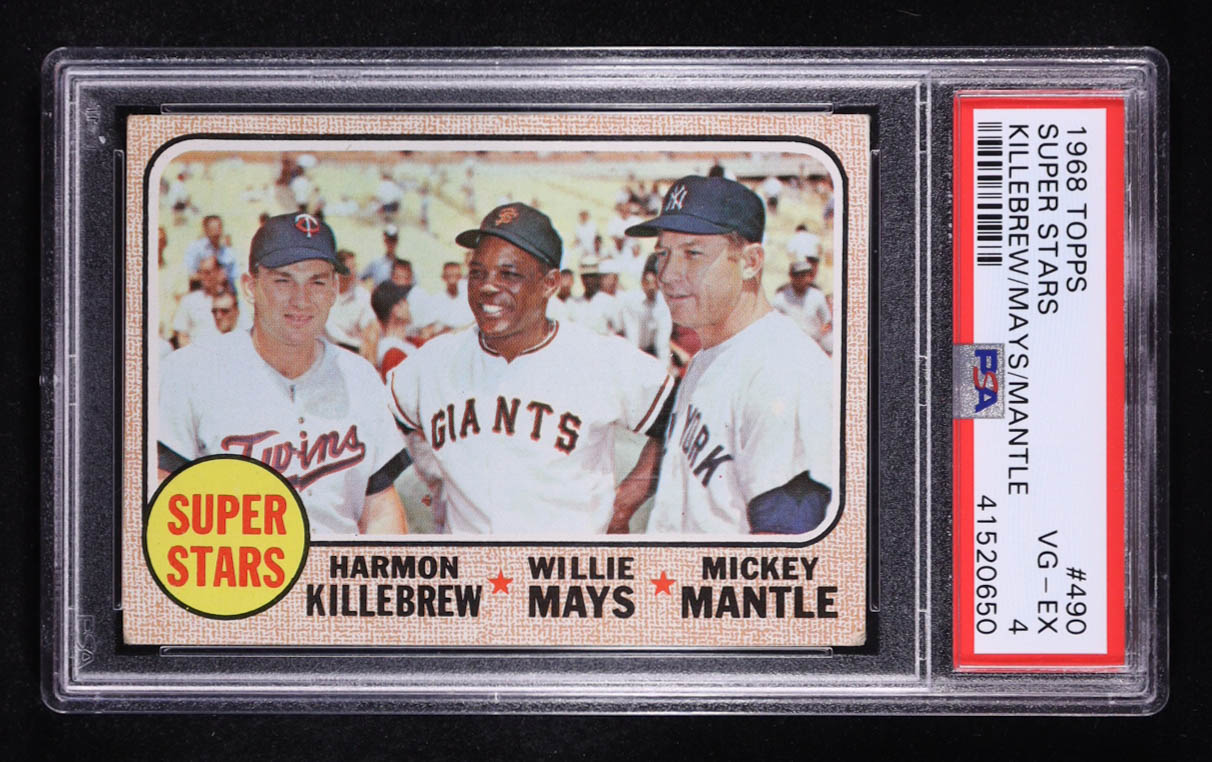 Harmon Killebrew / Willie Mays / Mickey Mantle 1968 Topps #490 Super Stars (PSA 4) at PristineAuction.com Harmon Killebrew / Willie Mays / Mickey Mantle 1968 Topps #490 Super Stars (PSA 4) at PristineAuction.com