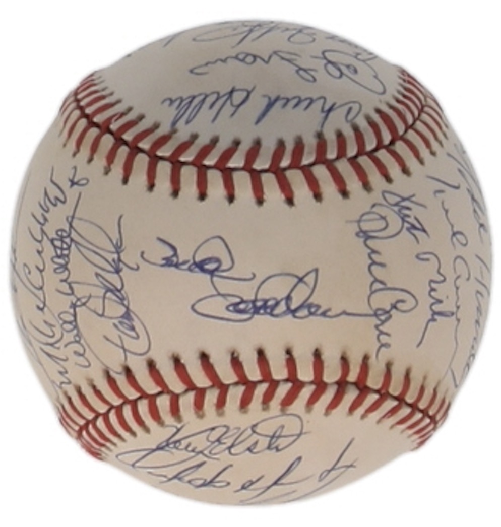 c. 1990 Mets ONL Baseball Signed by (31) with Darryl Strawberry, Doc Gooden, David Cone, Howard Johnson (SportsCards.com) at PristineAuction.com c. 1990 Mets ONL Baseball Signed by (31) with Darryl Strawberry, Doc Gooden, David Cone, Howard Johnson (SportsCards.com) at PristineAuction.com