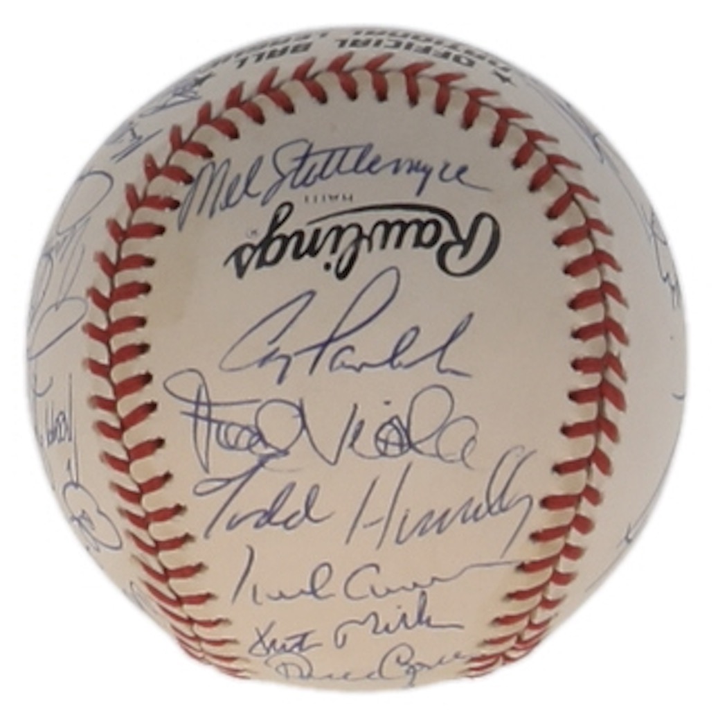 c. 1990 Mets ONL Baseball Signed by (31) with Darryl Strawberry, Doc Gooden, David Cone, Howard Johnson (SportsCards.com) at PristineAuction.com c. 1990 Mets ONL Baseball Signed by (31) with Darryl Strawberry, Doc Gooden, David Cone, Howard Johnson (SportsCards.com) at PristineAuction.com