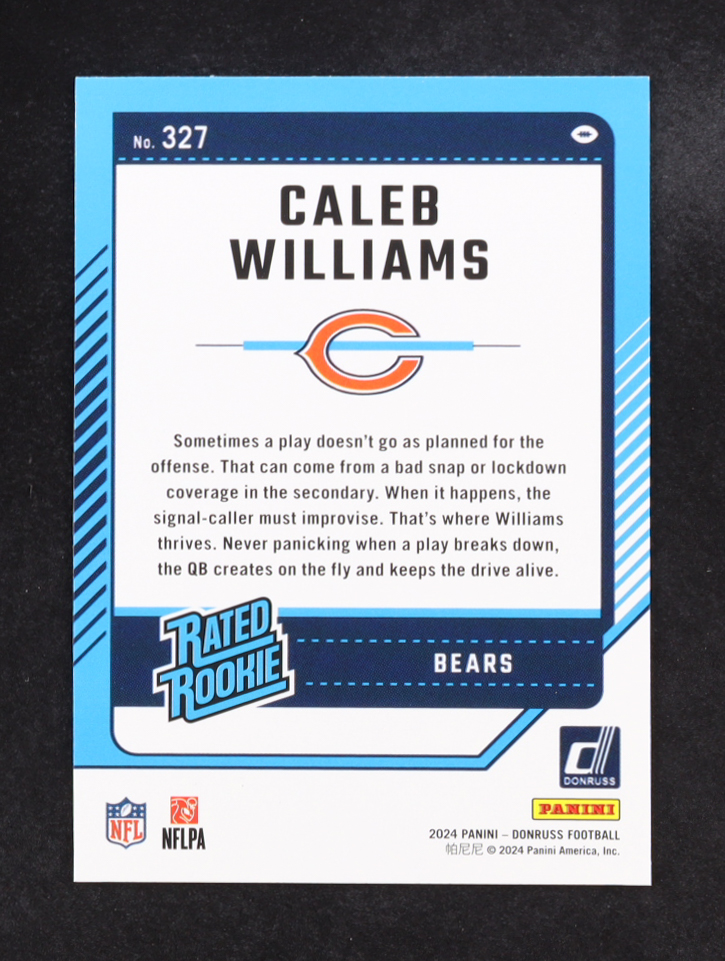 Caleb Williams 2024 Donruss Press Proof Yellow #327 RR RC at PristineAuction.com Caleb Williams 2024 Donruss Press Proof Yellow #327 RR RC at PristineAuction.com