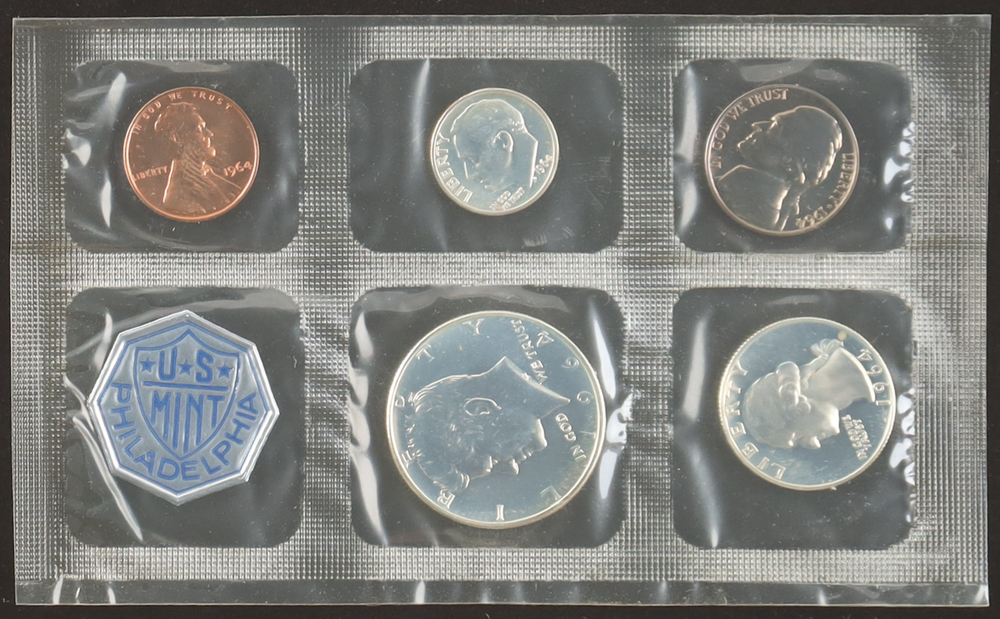 1964 Uncirculated United States Mint Souvenir (5) Coin Set at PristineAuction.com 1964 Uncirculated United States Mint Souvenir (5) Coin Set at PristineAuction.com