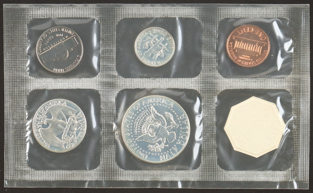 1964 Uncirculated United States Mint Souvenir (5) Coin Set at PristineAuction.com 1964 Uncirculated United States Mint Souvenir (5) Coin Set at PristineAuction.com