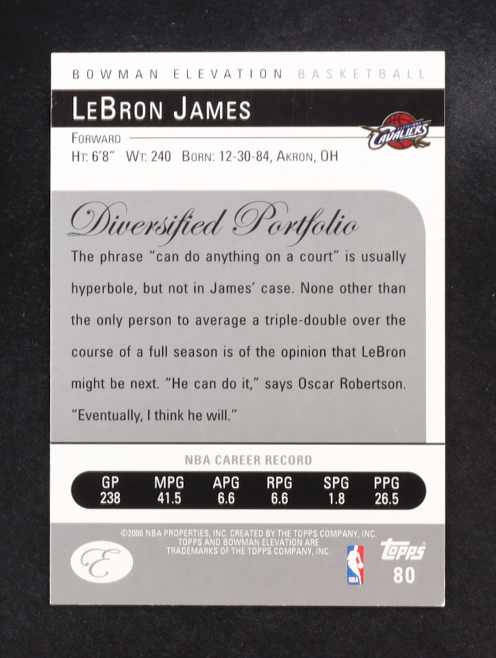 LeBron James 2006-07 Bowman Elevation #80 at PristineAuction.com LeBron James 2006-07 Bowman Elevation #80 at PristineAuction.com