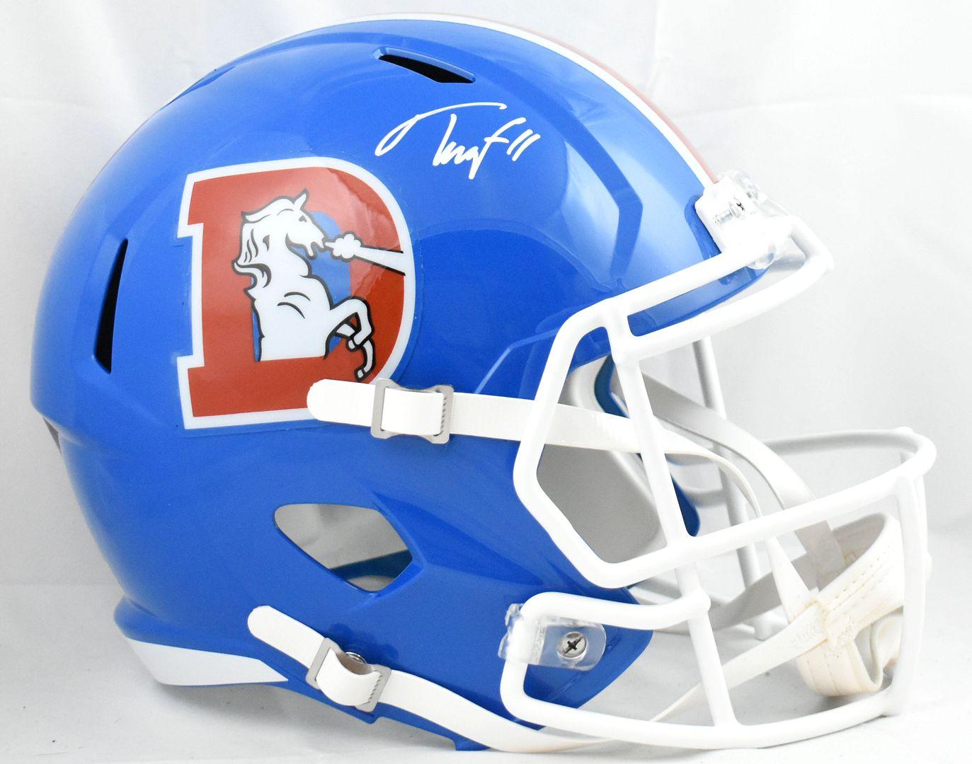 Troy Franklin Signed Broncos Full-Size Throwback Alternate Speed Helmet (Beckett) at PristineAuction.com Troy Franklin Signed Broncos Full-Size Throwback Alternate Speed Helmet (Beckett) at PristineAuction.com