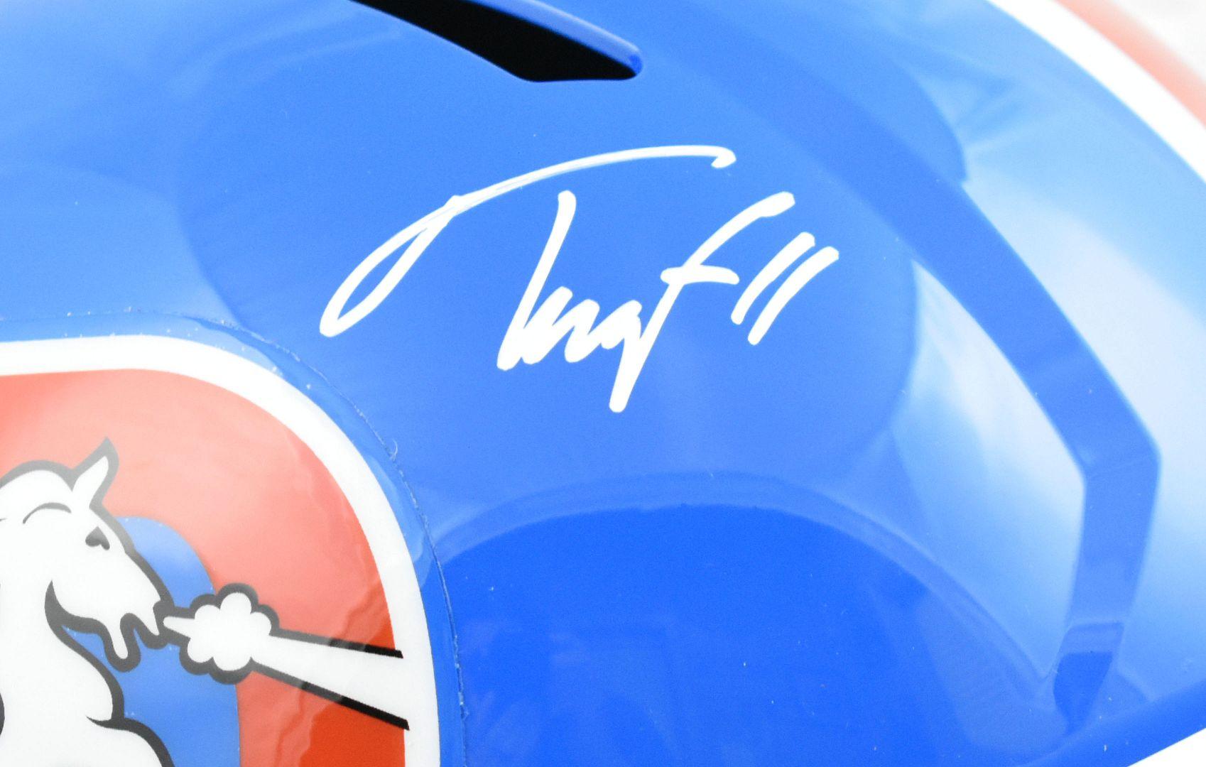 Troy Franklin Signed Broncos Full-Size Throwback Alternate Speed Helmet (Beckett) at PristineAuction.com Troy Franklin Signed Broncos Full-Size Throwback Alternate Speed Helmet (Beckett) at PristineAuction.com