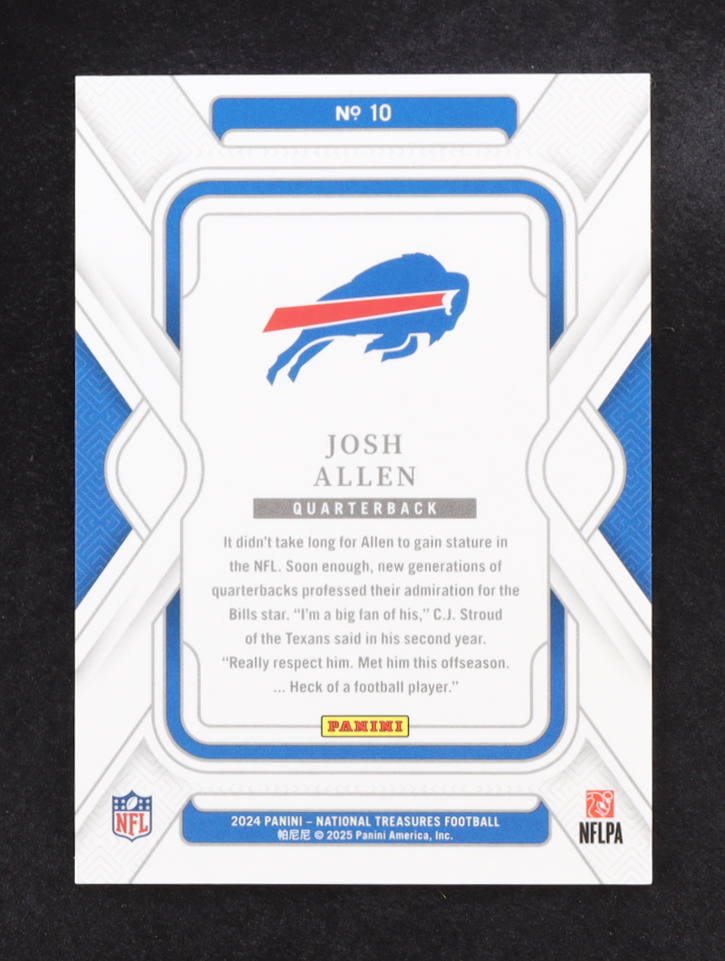 Josh Allen 2024 Panini National Treasures #10 #33/99 at PristineAuction.com Josh Allen 2024 Panini National Treasures #10 #33/99 at PristineAuction.com
