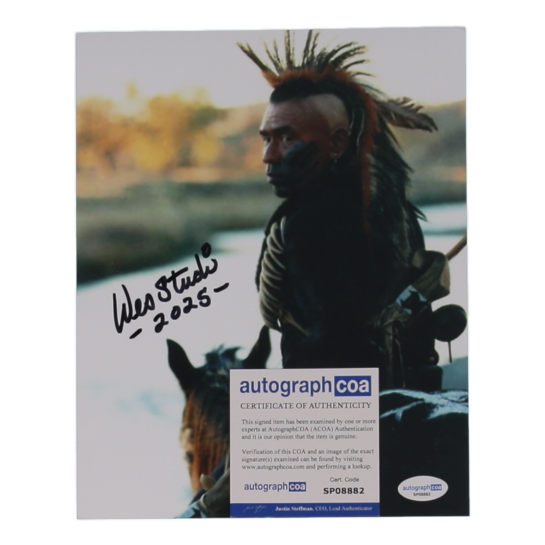 Wes Studi Signed "Dances With Wolves" 8x10 Photo Inscribed "2025" (ACOA) at PristineAuction.com Wes Studi Signed "Dances With Wolves" 8x10 Photo Inscribed "2025" (ACOA) at PristineAuction.com