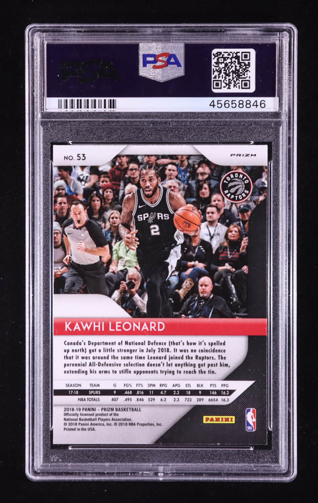 Kawhi Leonard 2018-19 Panini Prizm Prizms Silver #53 (PSA 10) at PristineAuction.com Kawhi Leonard 2018-19 Panini Prizm Prizms Silver #53 (PSA 10) at PristineAuction.com