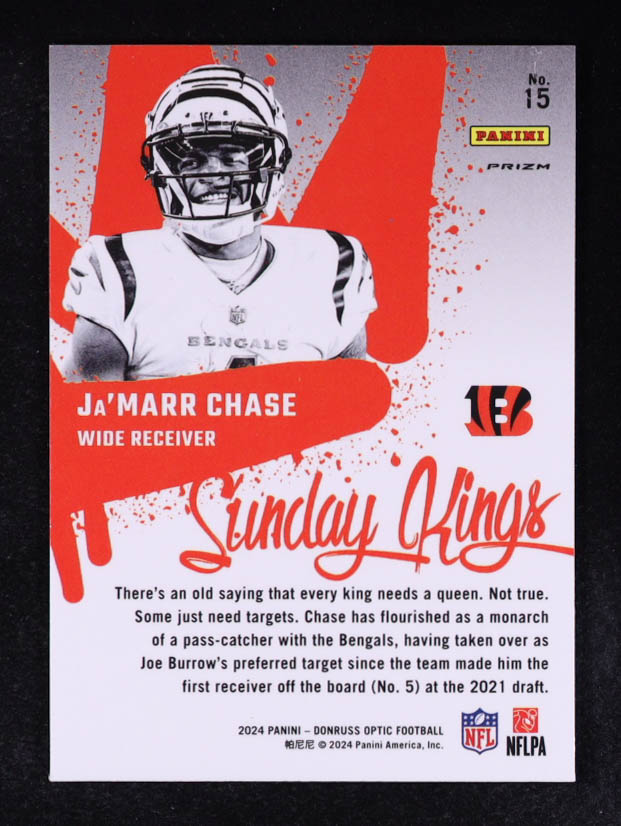 Ja'Marr Chase 2024 Panini Donruss Optic Sunday Kings #15 at PristineAuction.com Ja'Marr Chase 2024 Panini Donruss Optic Sunday Kings #15 at PristineAuction.com