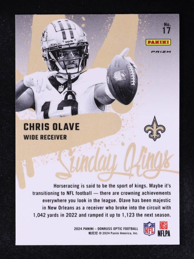 Chris Olave 2024 Panini Donruss Optic Sunday Kings #17 at PristineAuction.com Chris Olave 2024 Panini Donruss Optic Sunday Kings #17 at PristineAuction.com