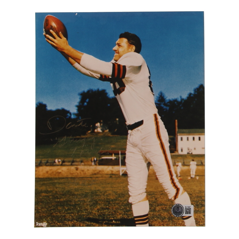 Dante "Gluefingers" Lavelli Signed Browns 8x10 Photo Inscribed "HOF 1975" (Beckett) at PristineAuction.com Dante "Gluefingers" Lavelli Signed Browns 8x10 Photo Inscribed "HOF 1975" (Beckett) at PristineAuction.com