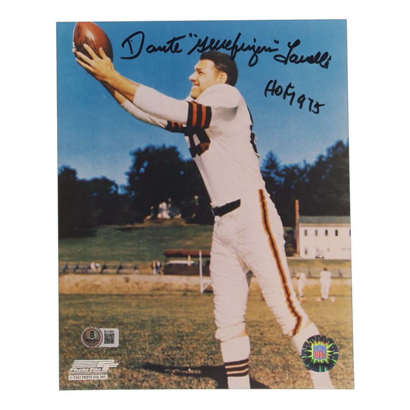 Dante "Gluefingers" Lavelli Signed Browns 8x10 Photo Inscribed "HOF 1975" (Beckett) at PristineAuction.com Dante "Gluefingers" Lavelli Signed Browns 8x10 Photo Inscribed "HOF 1975" (Beckett) at PristineAuction.com
