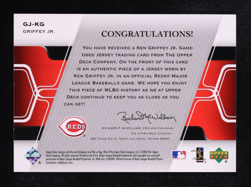 Ken Griffey Jr. 2005 Upper Deck UD Game Jersey #GJKG at PristineAuction.com Ken Griffey Jr. 2005 Upper Deck UD Game Jersey #GJKG at PristineAuction.com