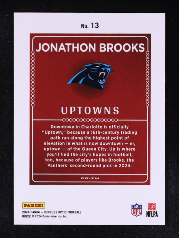 Jonathon Brooks 2024 Panini Optic Uptowns #13 RC at PristineAuction.com Jonathon Brooks 2024 Panini Optic Uptowns #13 RC at PristineAuction.com