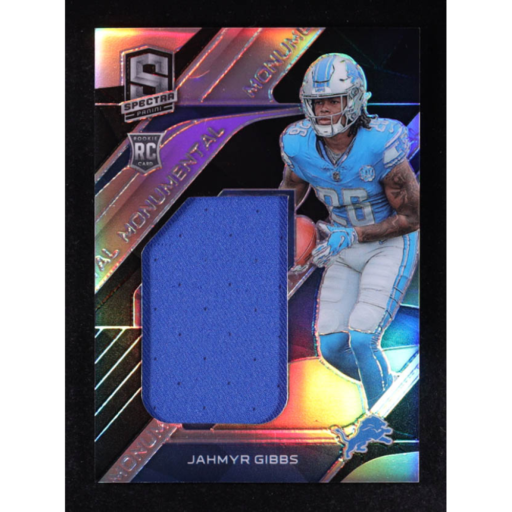 Jahmyr Gibbs 2023 Panini Spectra Monumental Memorabilia #8 #96/99 RC at PristineAuction.com