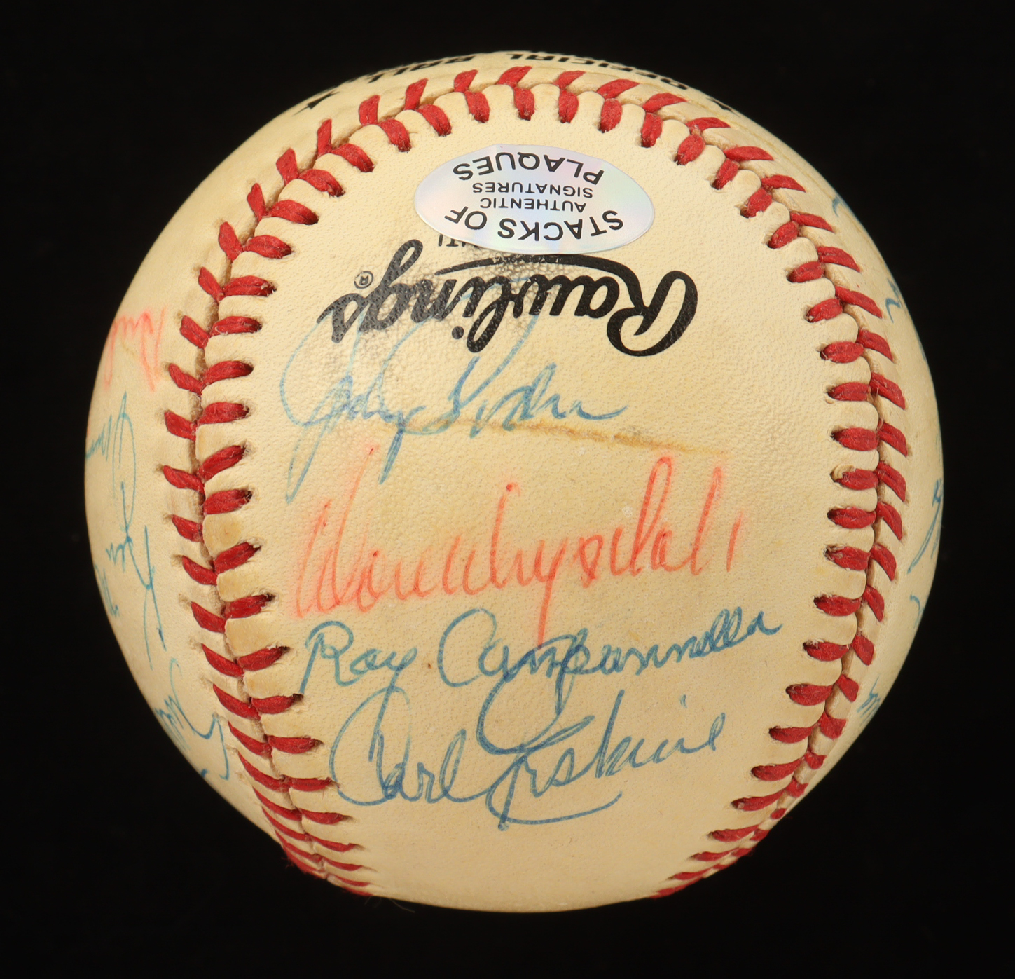 Dodgers Old Timers ONL Baseball Signed by (15) with Johnny Podres, Duke Snider, Preacher Roe, Don Drysdale (SOP) at PristineAuction.com Dodgers Old Timers ONL Baseball Signed by (15) with Johnny Podres, Duke Snider, Preacher Roe, Don Drysdale (SOP) at PristineAuction.com