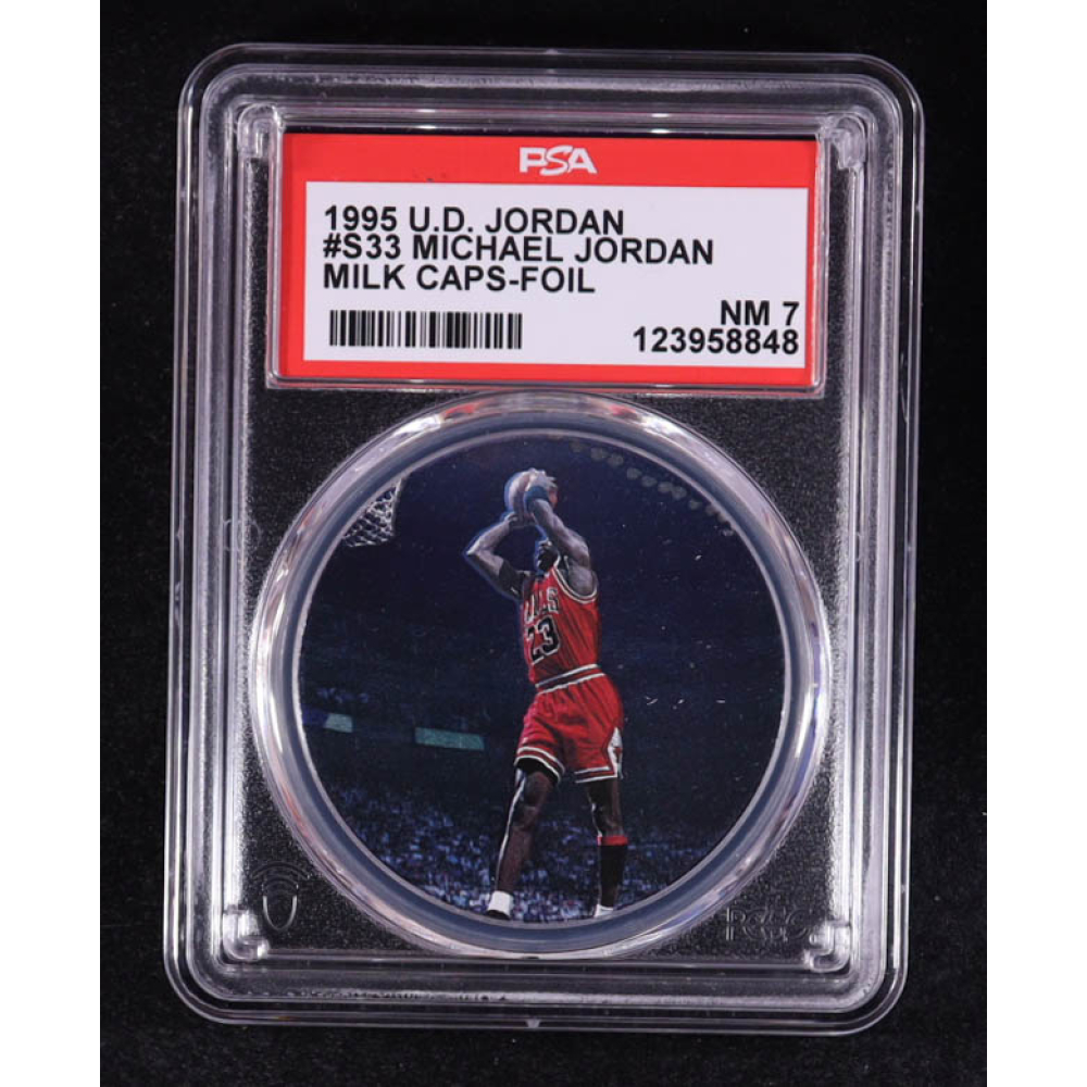 Michael Jordan 1995 Upper Deck Michael Jordan Milk Caps Foil #S33 (PSA 7) at PristineAuction.com