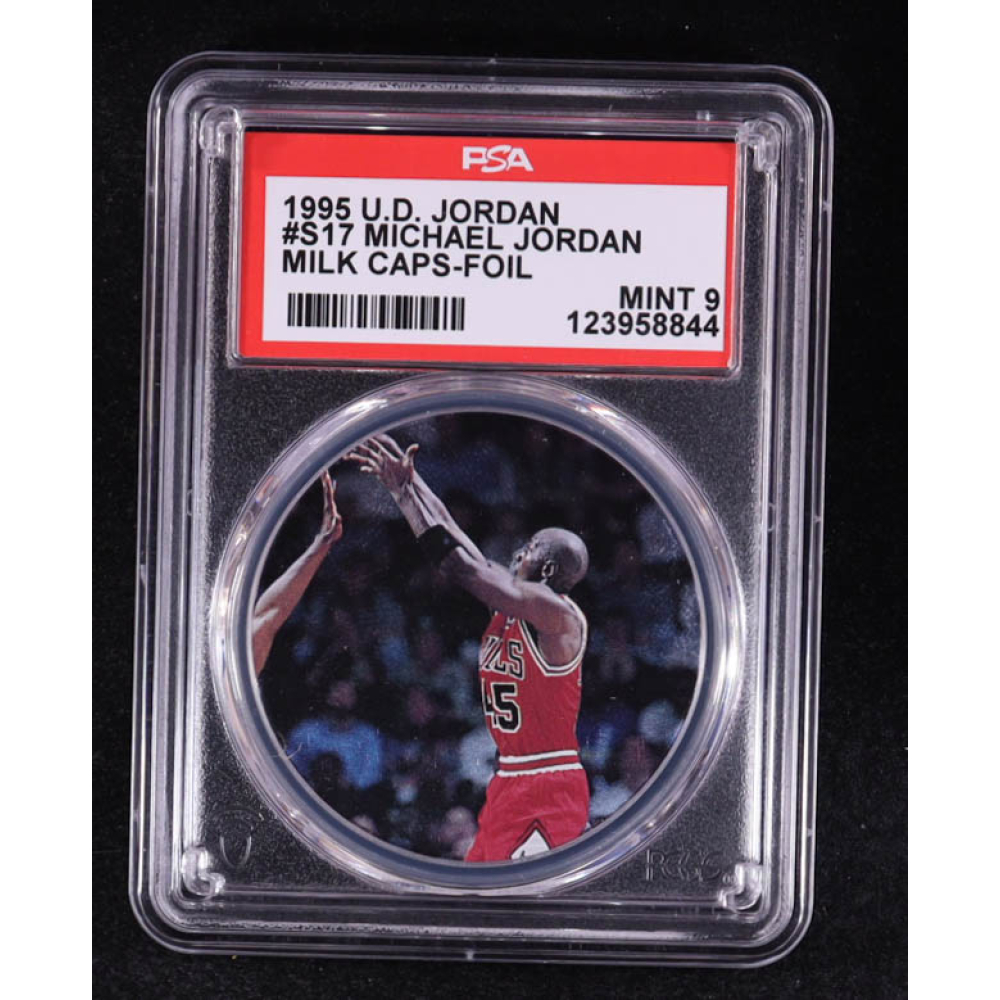 Michael Jordan 1995 Upper Deck Michael Jordan Milk Caps Foil #S17 (PSA 9) at PristineAuction.com