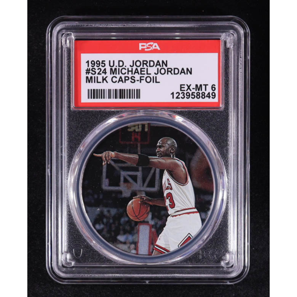 Michael Jordan 1995 Upper Deck Michael Jordan Milk Caps Foil #S24 (PSA 6) at PristineAuction.com