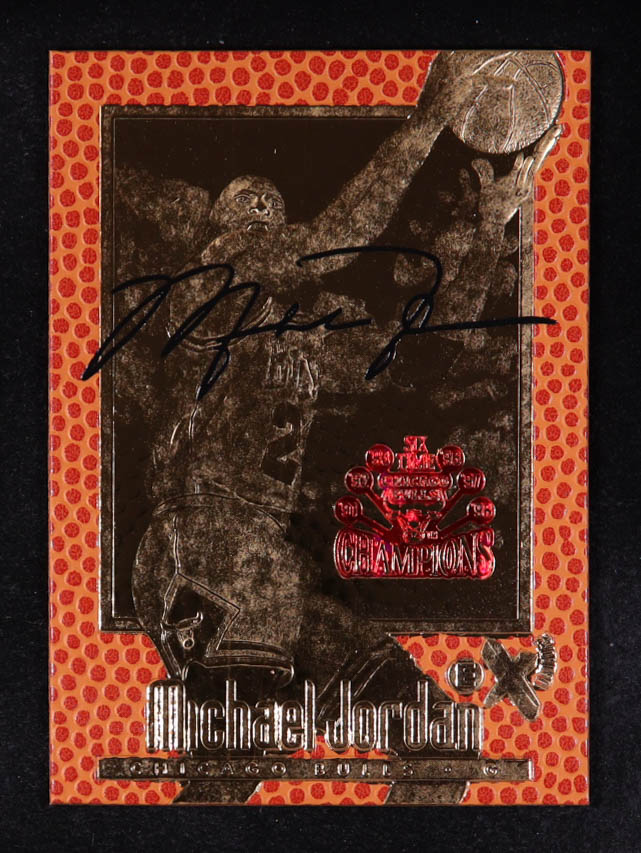 Michael Jordan 1997 Fleer Basketball Texture Red 6 Time Champions 23KT Gold Card #NN at PristineAuction.com Michael Jordan 1997 Fleer Basketball Texture Red 6 Time Champions 23KT Gold Card #NN at PristineAuction.com