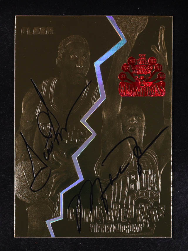 Michael Jordan / Scottie Pippen 1996-97 Fleer Game Breakers Black Signature 23KT Gold Card #2535 at PristineAuction.com Michael Jordan / Scottie Pippen 1996-97 Fleer Game Breakers Black Signature 23KT Gold Card #2535 at PristineAuction.com