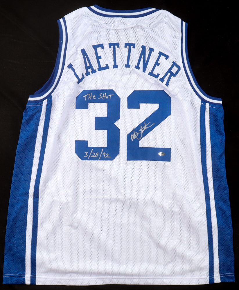 Christian Laettner Signed Jersey Inscribed "The Shot 3/28/32" (Schwartz) at PristineAuction.com Christian Laettner Signed Jersey Inscribed "The Shot 3/28/32" (Schwartz) at PristineAuction.com