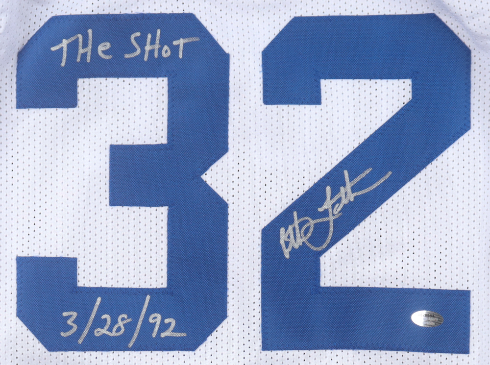 Christian Laettner Signed Jersey Inscribed "The Shot 3/28/32" (Schwartz) at PristineAuction.com Christian Laettner Signed Jersey Inscribed "The Shot 3/28/32" (Schwartz) at PristineAuction.com