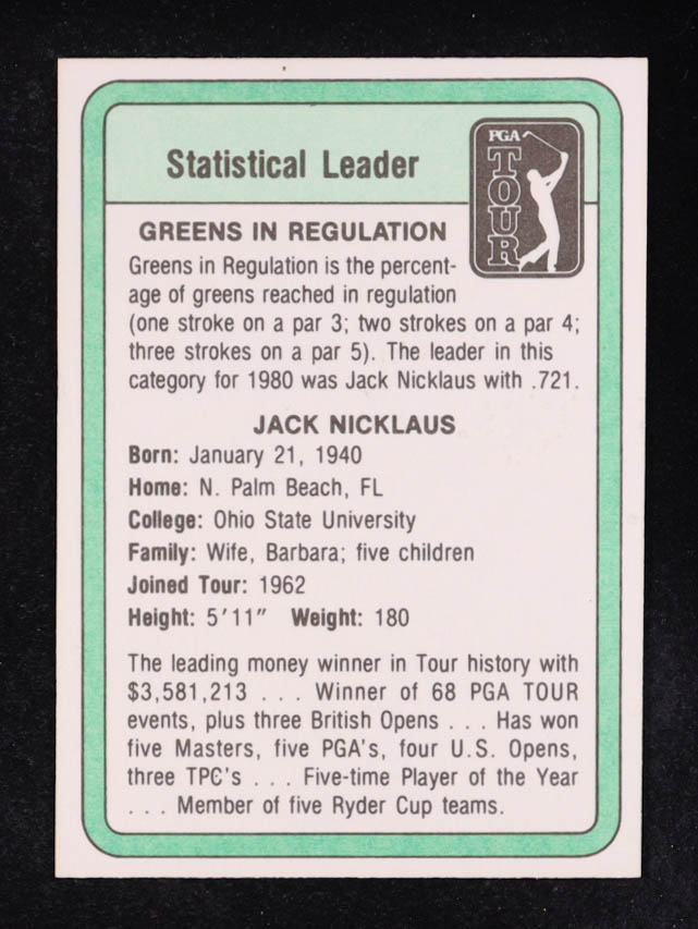 Jack Nicklaus 1981 Donruss #NNO SL RC at PristineAuction.com Jack Nicklaus 1981 Donruss #NNO SL RC at PristineAuction.com