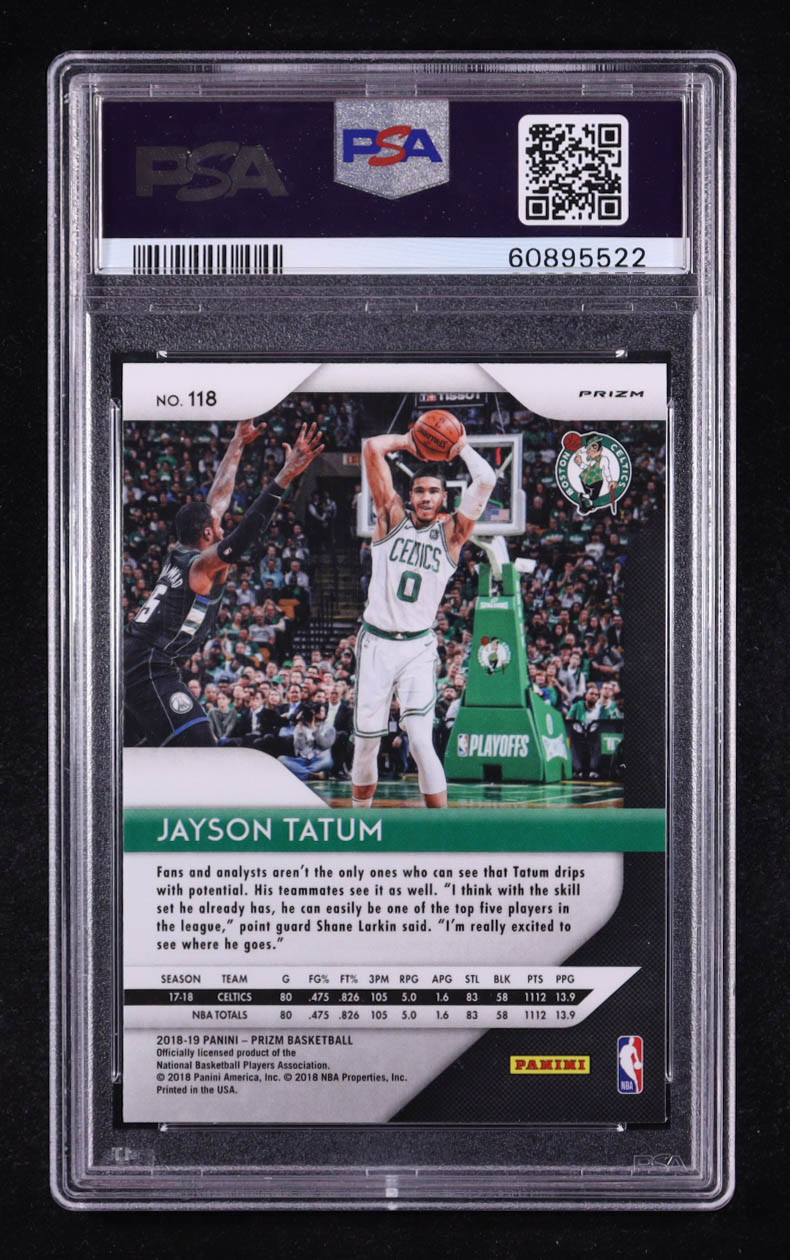 Jayson Tatum 2018-19 Panini Prizm Prizms Pink Ice #118 (PSA 10) at PristineAuction.com Jayson Tatum 2018-19 Panini Prizm Prizms Pink Ice #118 (PSA 10) at PristineAuction.com