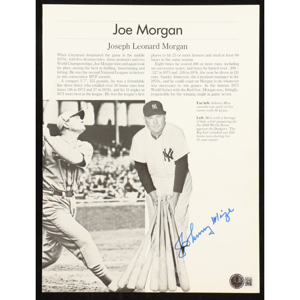 Joe Morgan Signed Yankees News Article Cutout (Beckett) at PristineAuction.com