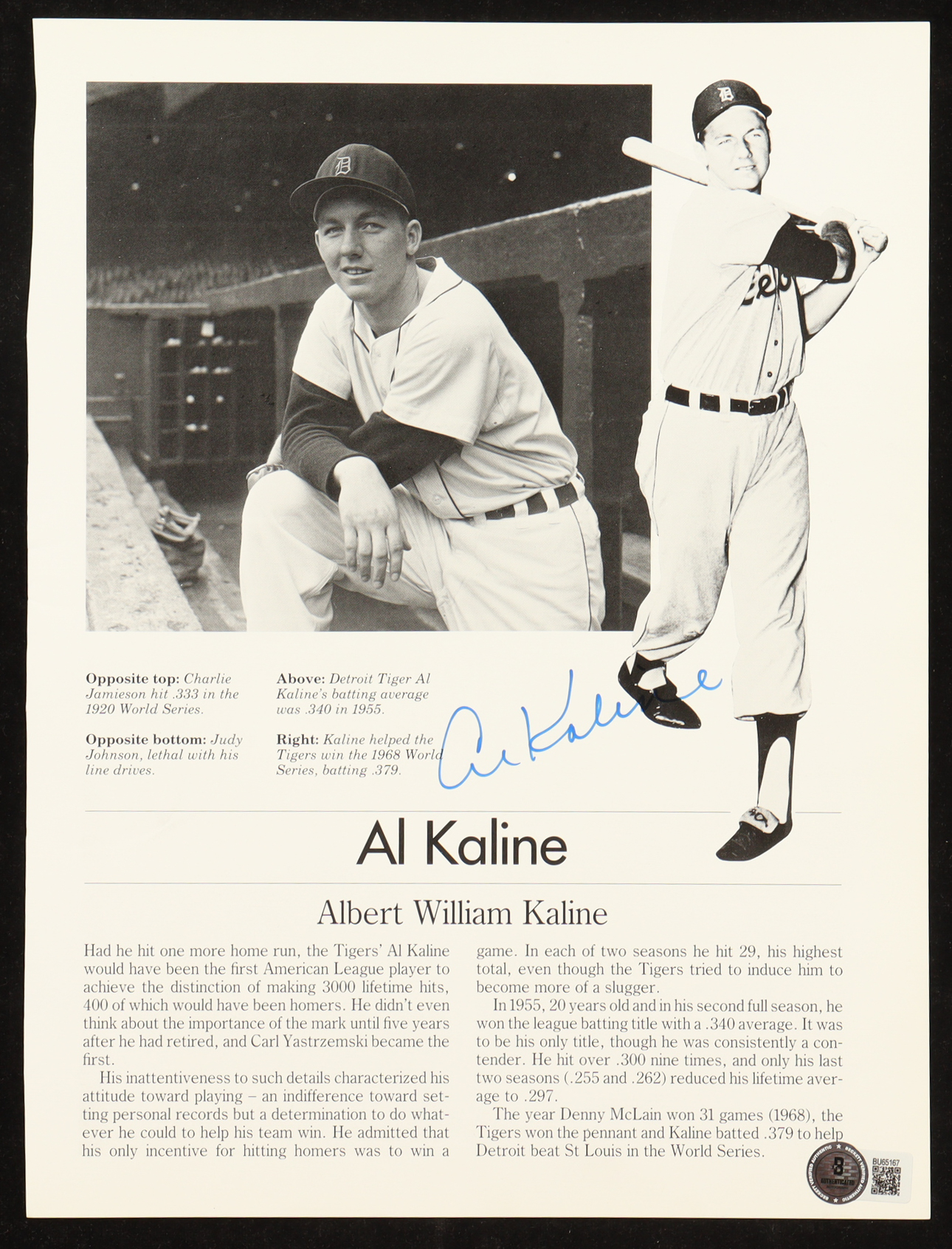 Al Kaline Signed Tigers News Article Cutout (Beckett) at PristineAuction.com Al Kaline Signed Tigers News Article Cutout (Beckett) at PristineAuction.com