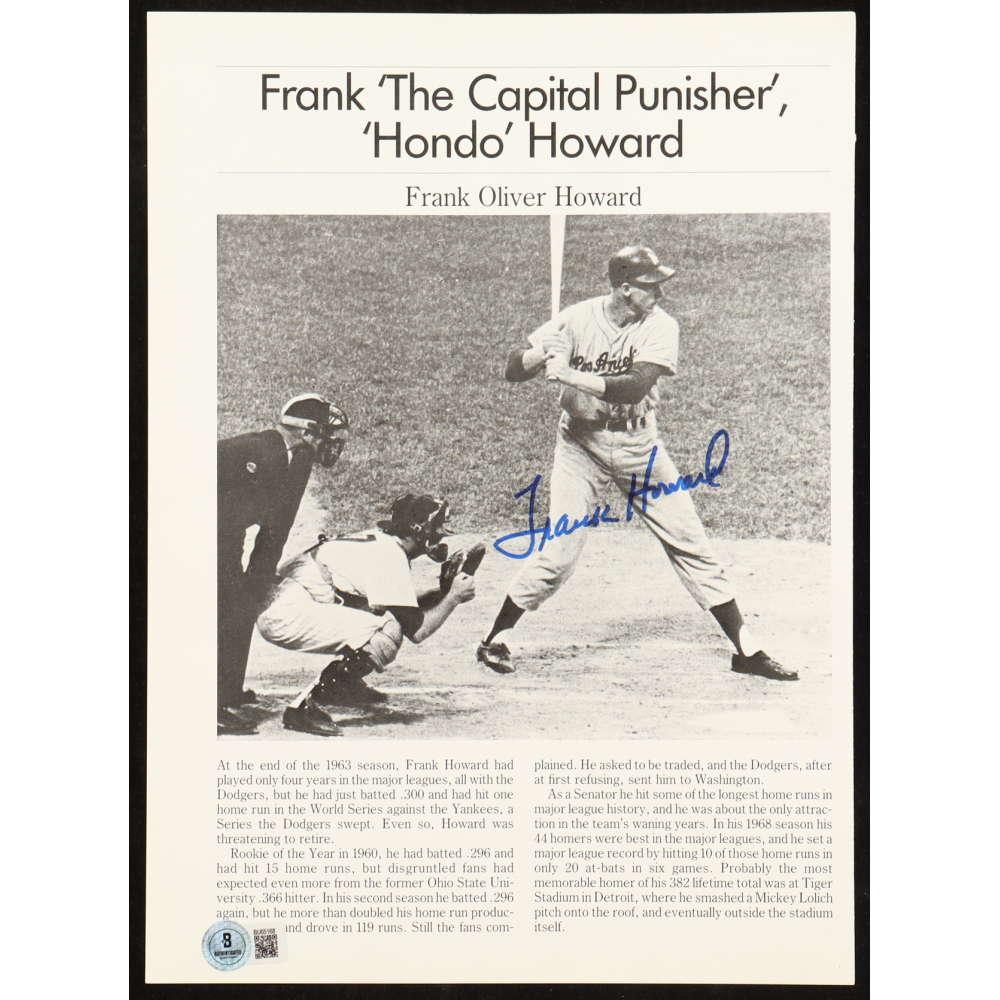 Frank Howard Signed Dodgers News Article Cutout (Beckett) at PristineAuction.com