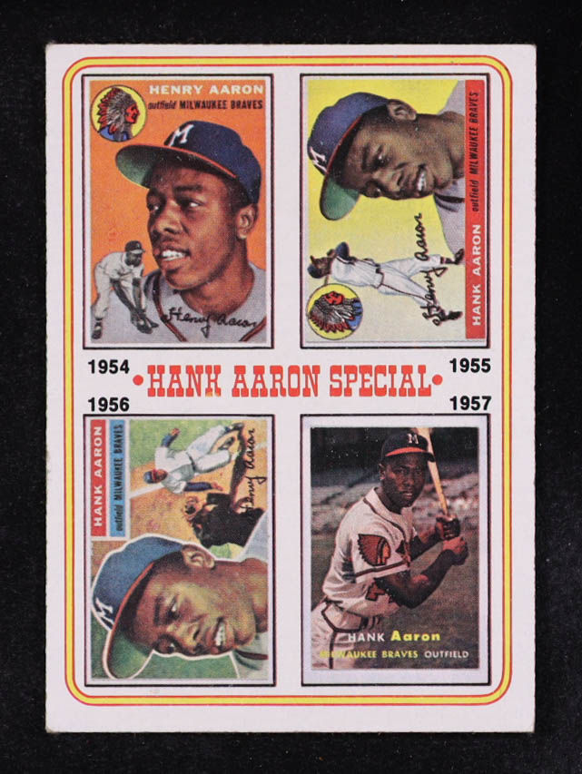 Hank Aaron Special 1974 Topps #4 54-57 / Special 54-57 Records On Back at PristineAuction.com Hank Aaron Special 1974 Topps #4 54-57 / Special 54-57 Records On Back at PristineAuction.com