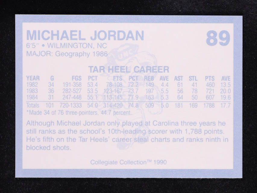 Michael Jordan 1990 Collegiate Collection North Carolina #89 at PristineAuction.com Michael Jordan 1990 Collegiate Collection North Carolina #89 at PristineAuction.com