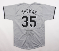 Frank Thomas Signed Career Stat Highlight Jersey (JSA) at PristineAuction.com