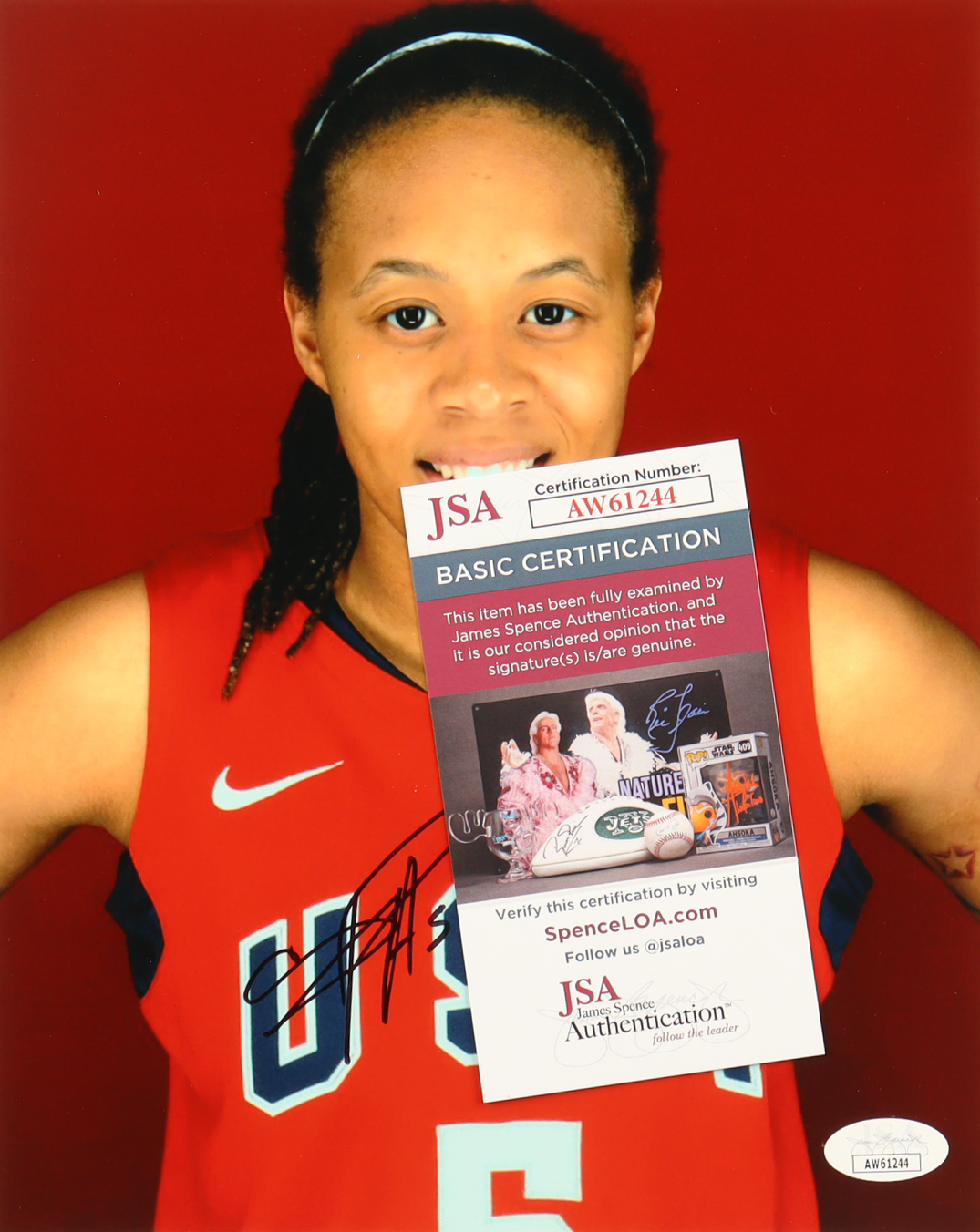 Seimone Augustus Signed Team USA 8x10 Photo(JSA) at PristineAuction.com Seimone Augustus Signed Team USA 8x10 Photo(JSA) at PristineAuction.com