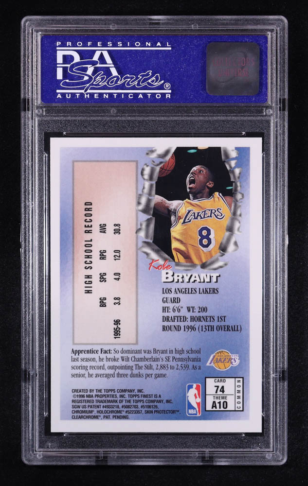 Kobe Bryant 1996 Finest with Coating #74 RC (PSA 10) at PristineAuction.com Kobe Bryant 1996 Finest with Coating #74 RC (PSA 10) at PristineAuction.com