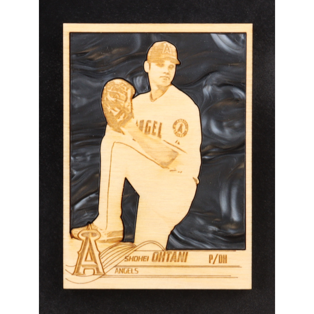 Shohei Ohtani Custom Wood Art Trading Card at PristineAuction.com