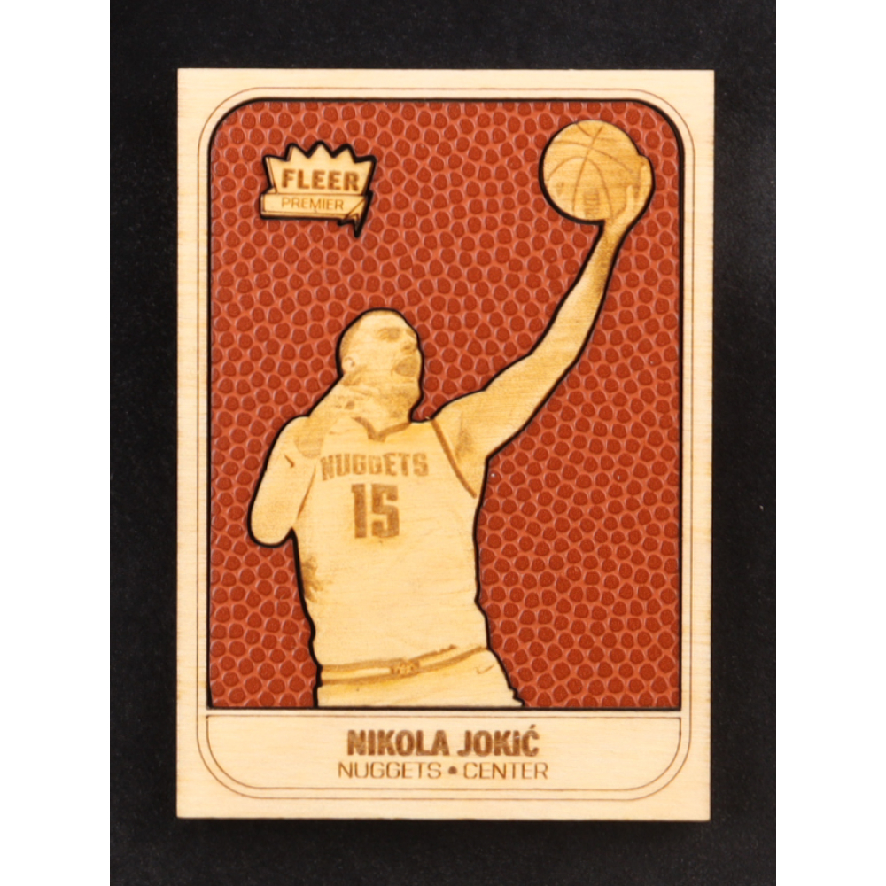 Nikola Jokic Custom Wood Art Trading Card at PristineAuction.com