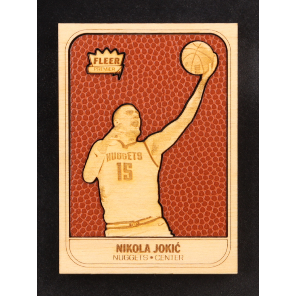 Nikola Jokic Custom Wood Art Trading Card at PristineAuction.com