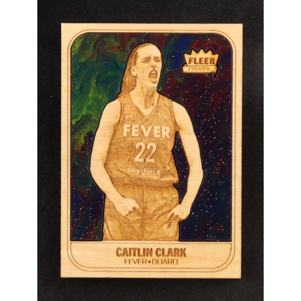 Caitlin Clark Custom Wood Art Trading Card at PristineAuction.com