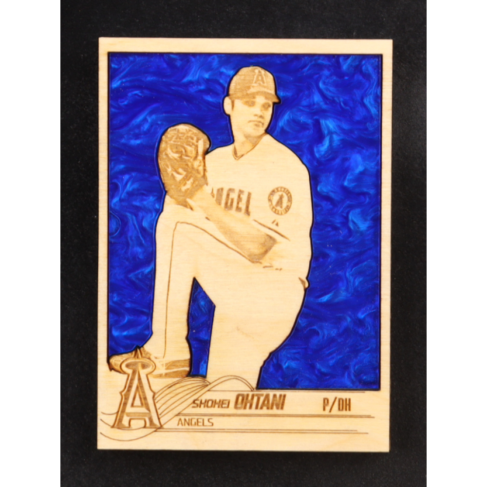 Shohei Ohtani Custom Wood Art Trading Card at PristineAuction.com