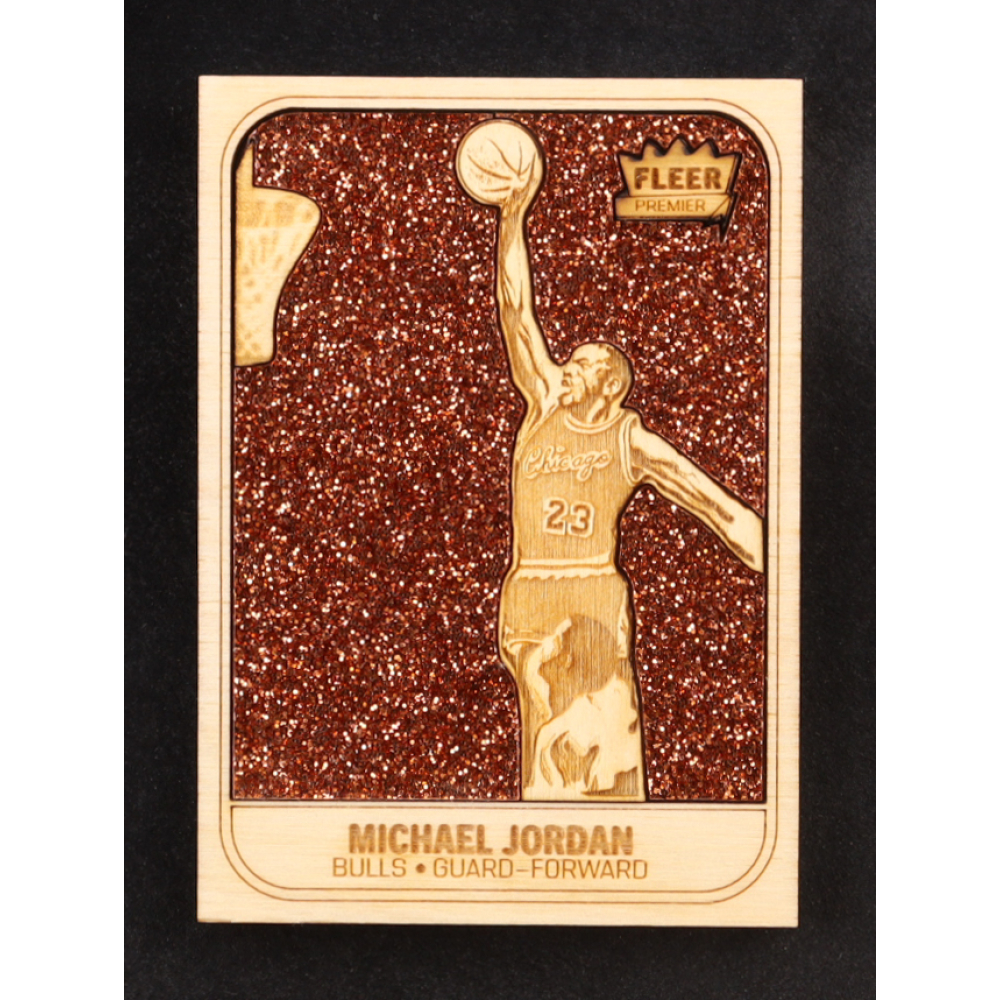 Michael Jordan Custom Wood Art Trading Card at PristineAuction.com