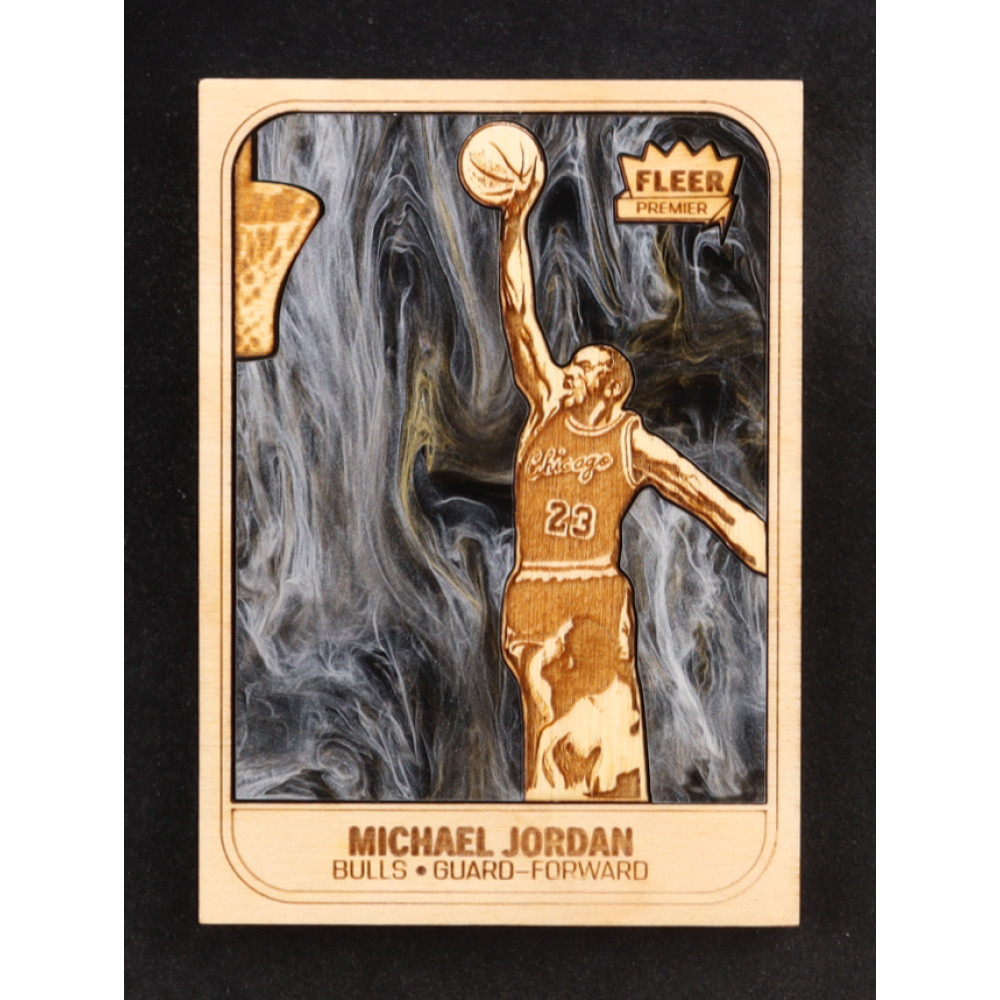 Michael Jordan Custom Wood Art Trading Card at PristineAuction.com