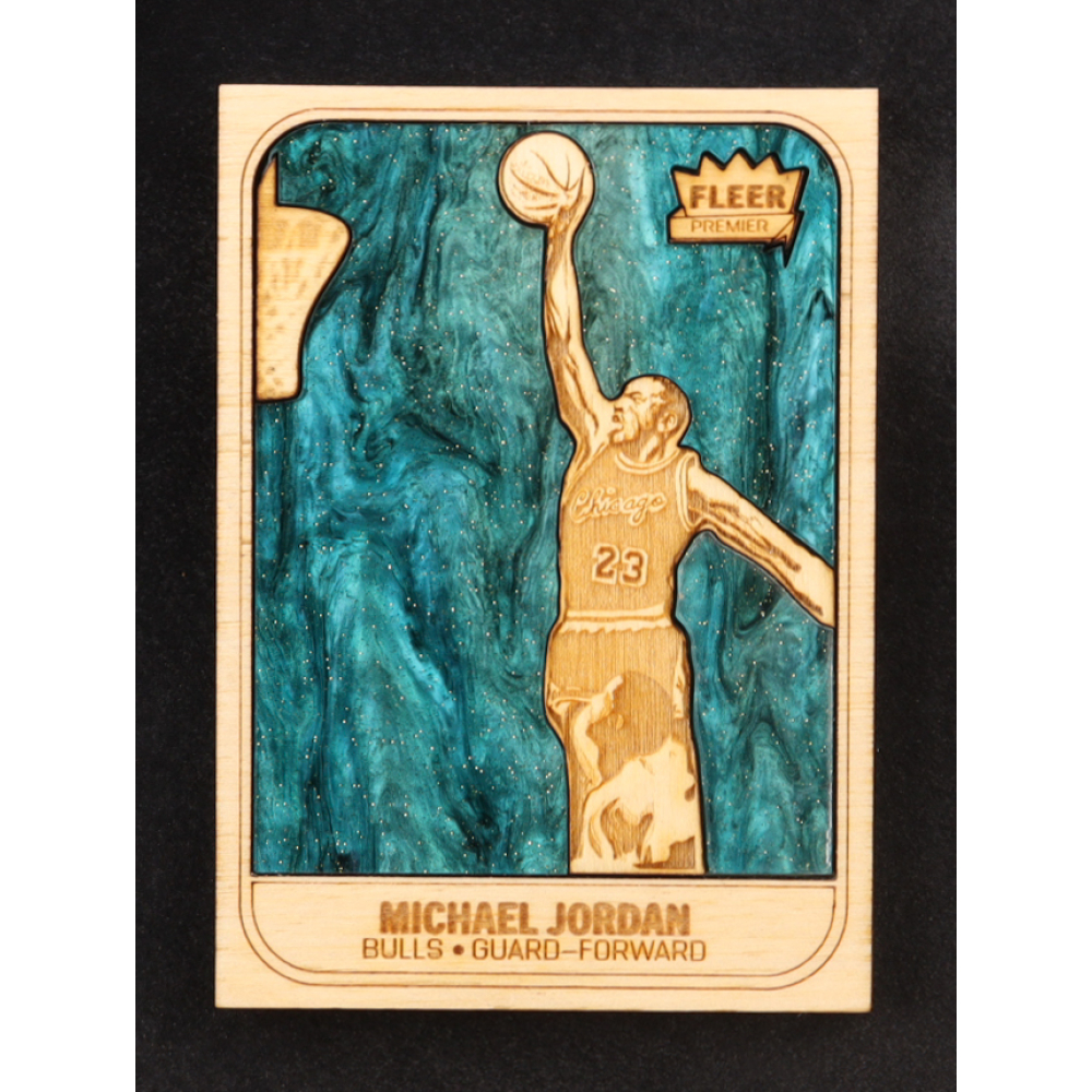 Michael Jordan Custom Wood Art Trading Card at PristineAuction.com