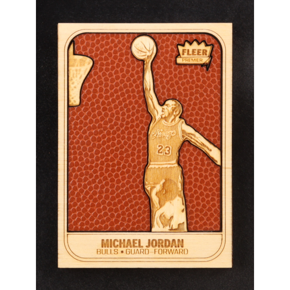 Michael Jordan Custom Wood Art Trading Card at PristineAuction.com